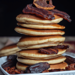 stack of fluffy protein pancakes topped 256x256 53561549