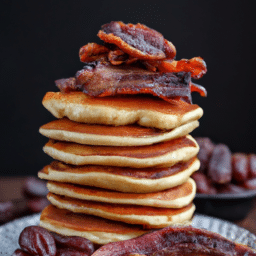 stack of fluffy protein pancakes topped 256x256 72063538